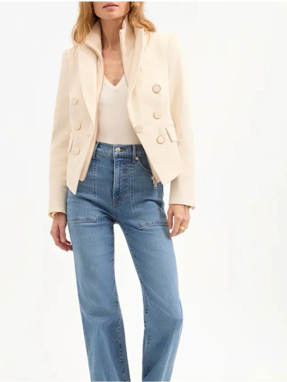 Veronica Beard Diego Dickey Jacket Ecru US 4